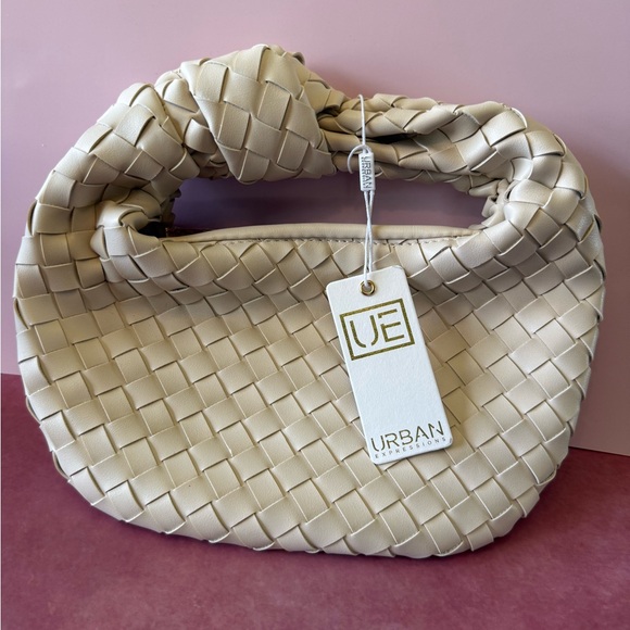 Urban Expressions Handbags - Urban Expressions Cream Woven Knot-Handle Shoulder Bag